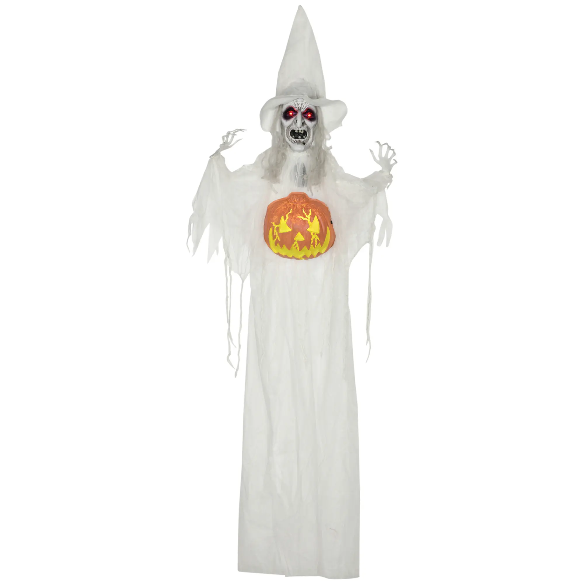Halloween Ghost, Halloween Decoration, Sound Function, Motion Sensor and LED Lights, 60 cm x 18 cm x 183 cm