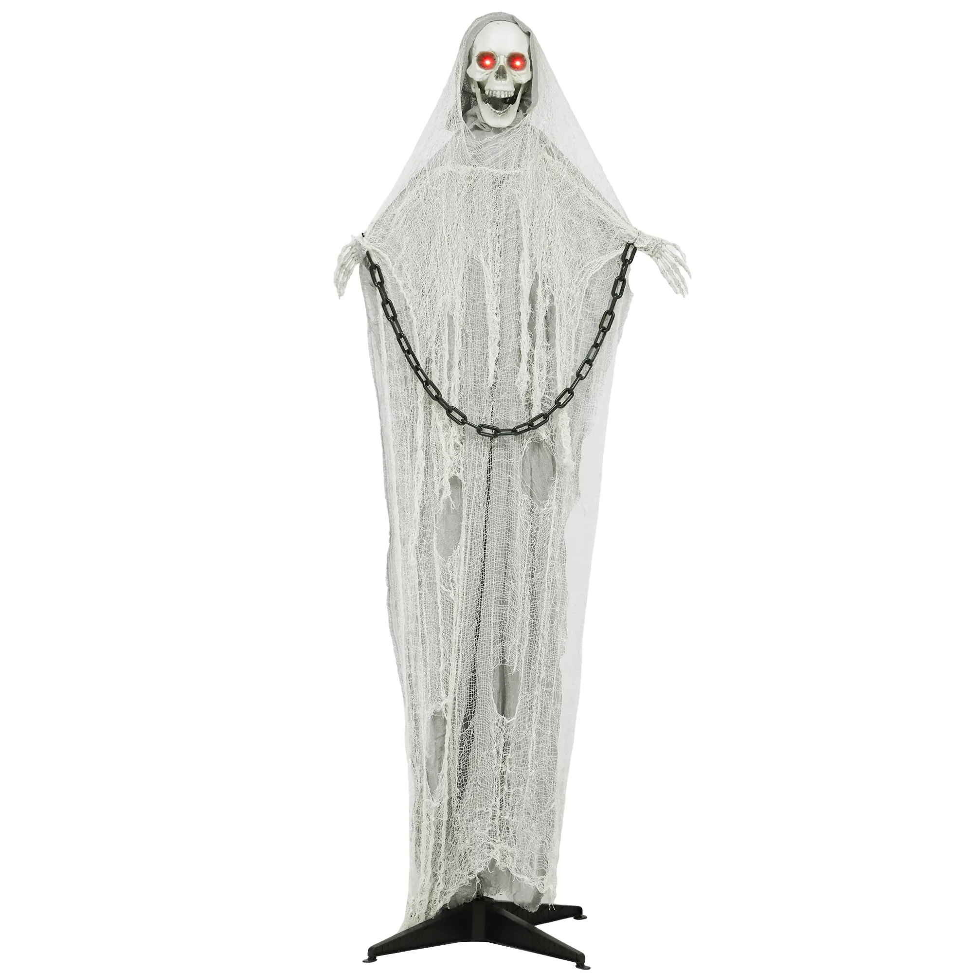 Outsunny Halloween Grim Reaper Decoration Outdoor 183 cm Animated Talking Grim Reaper with Glowing Eyes, Spooky Sound - Halloween Decor for Door, Garden, Party, Yard, Haunted House