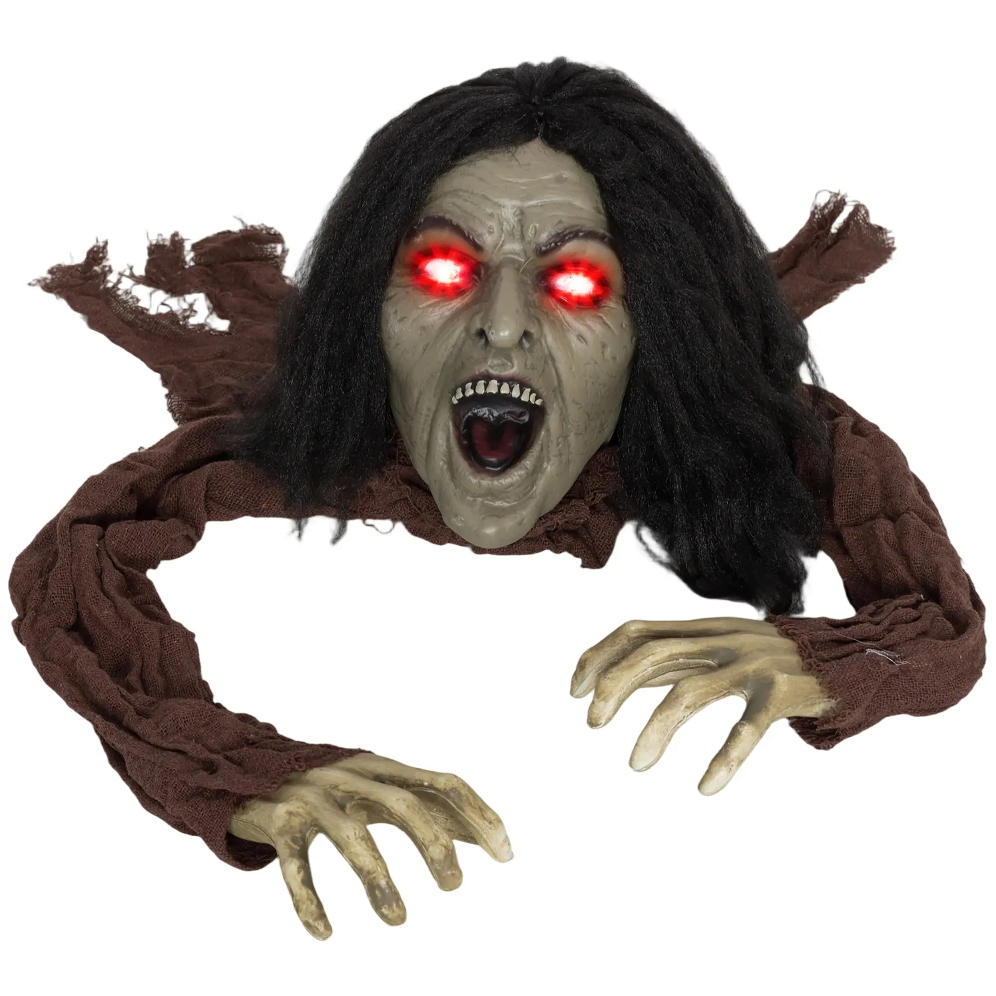 Crawling Zombie Halloween Decoration with Sounds, Lights, Battery-Powered