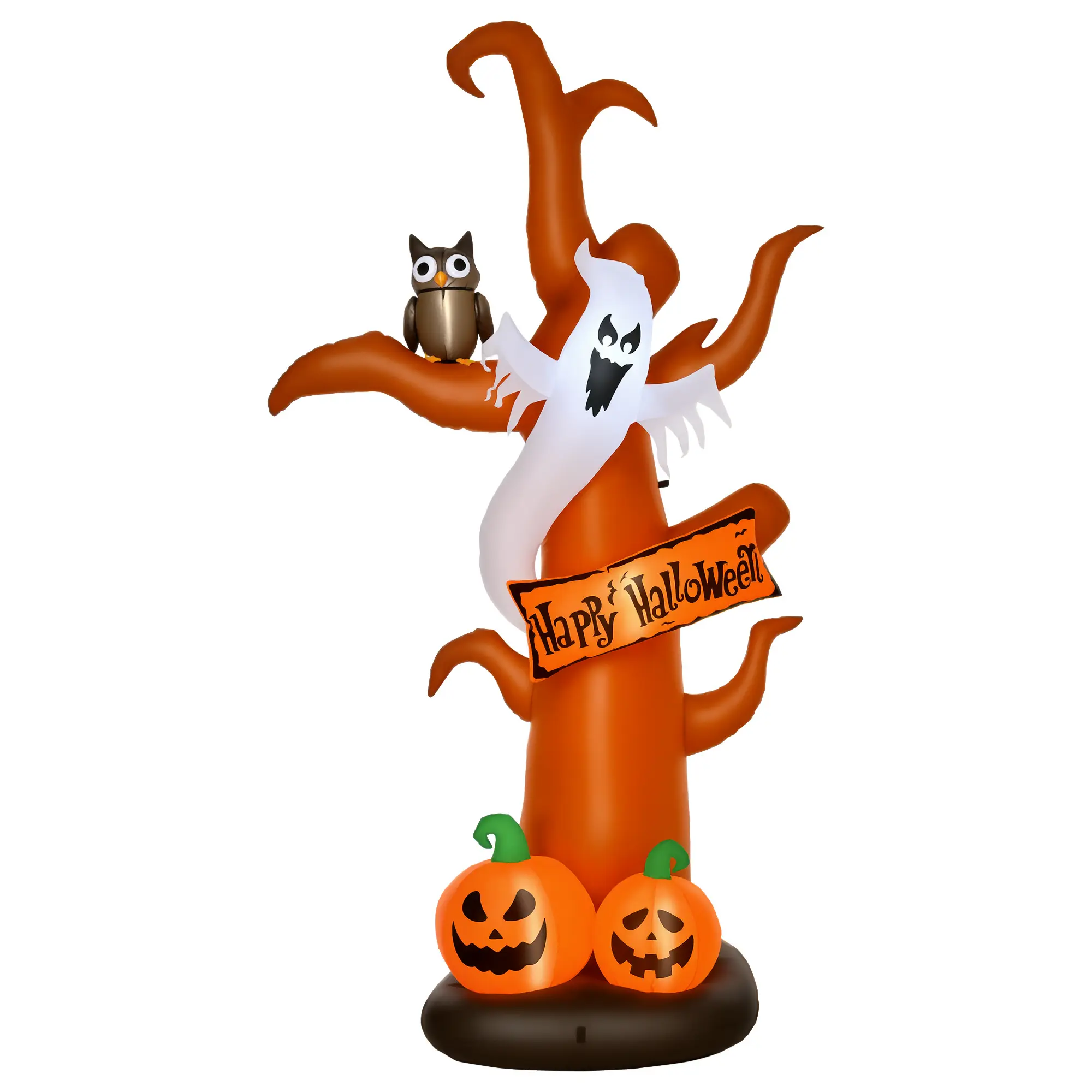 HOMCOM Self-Inflating Halloween Decoration with LED Lights, incl. Blower and Fixing Accessories, 156cm x 107cm x 274cm