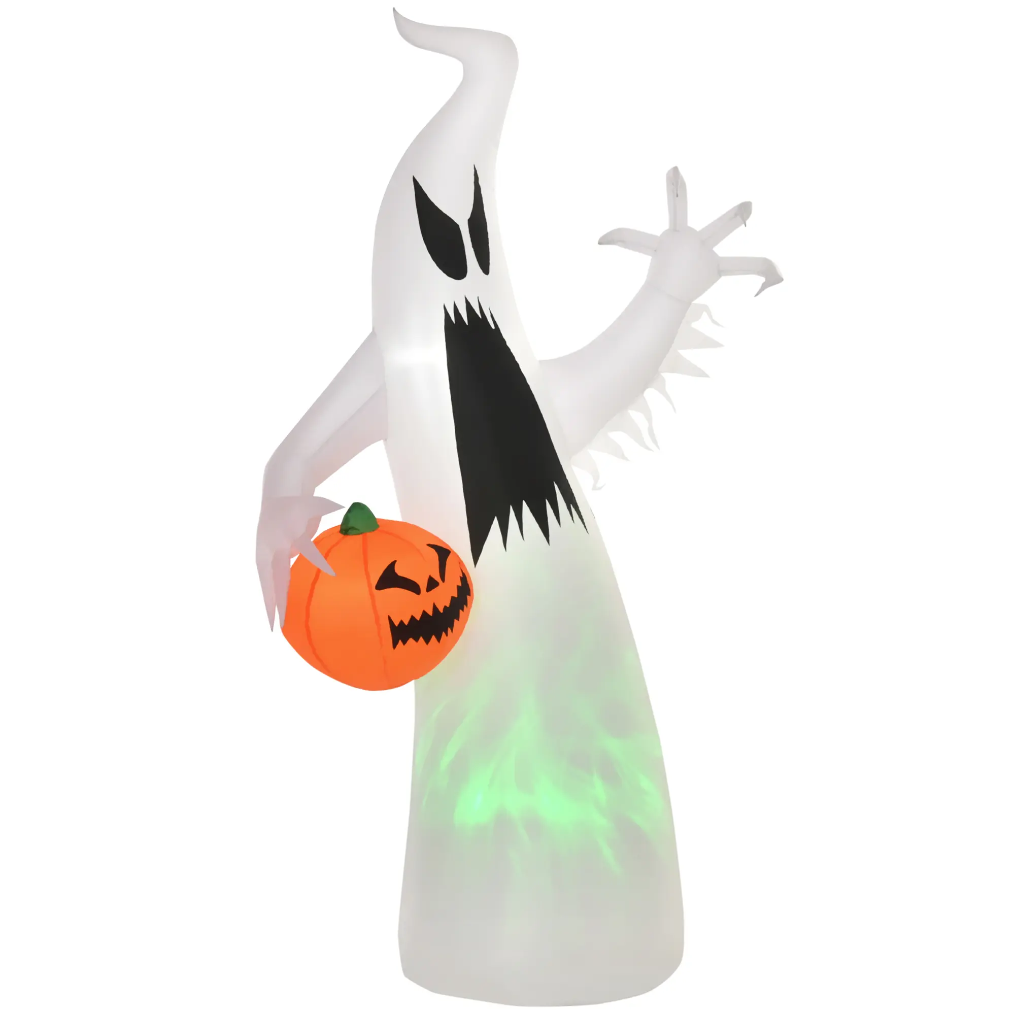 HOMCOM Self-Inflating Spooky Ghost LED-Lit Halloween Decoration Polyester White 105 x 65 x 180 cm