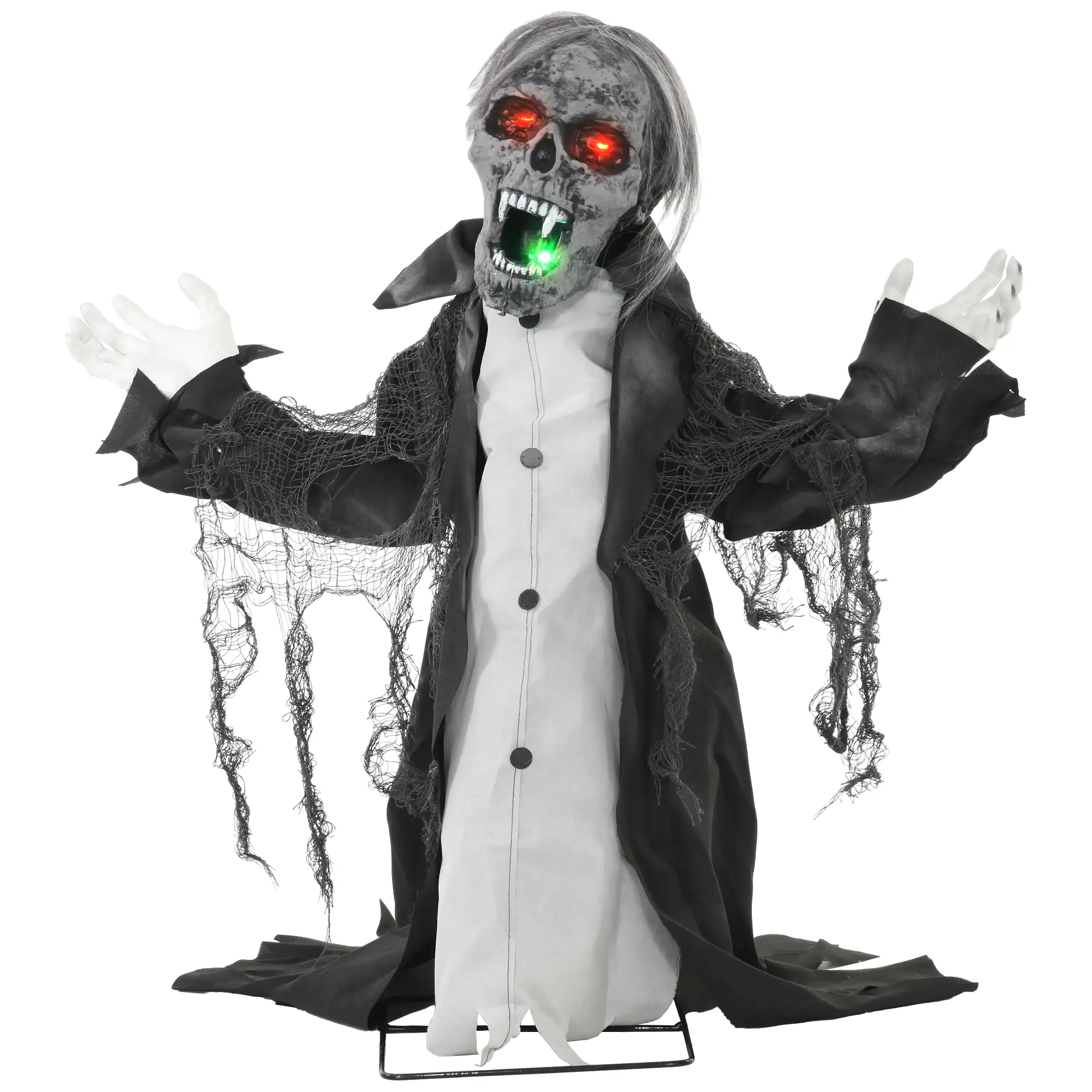 Halloween decoration, skeleton/zombie, movable, motion sensor, LEDs & sounds, 75 cm