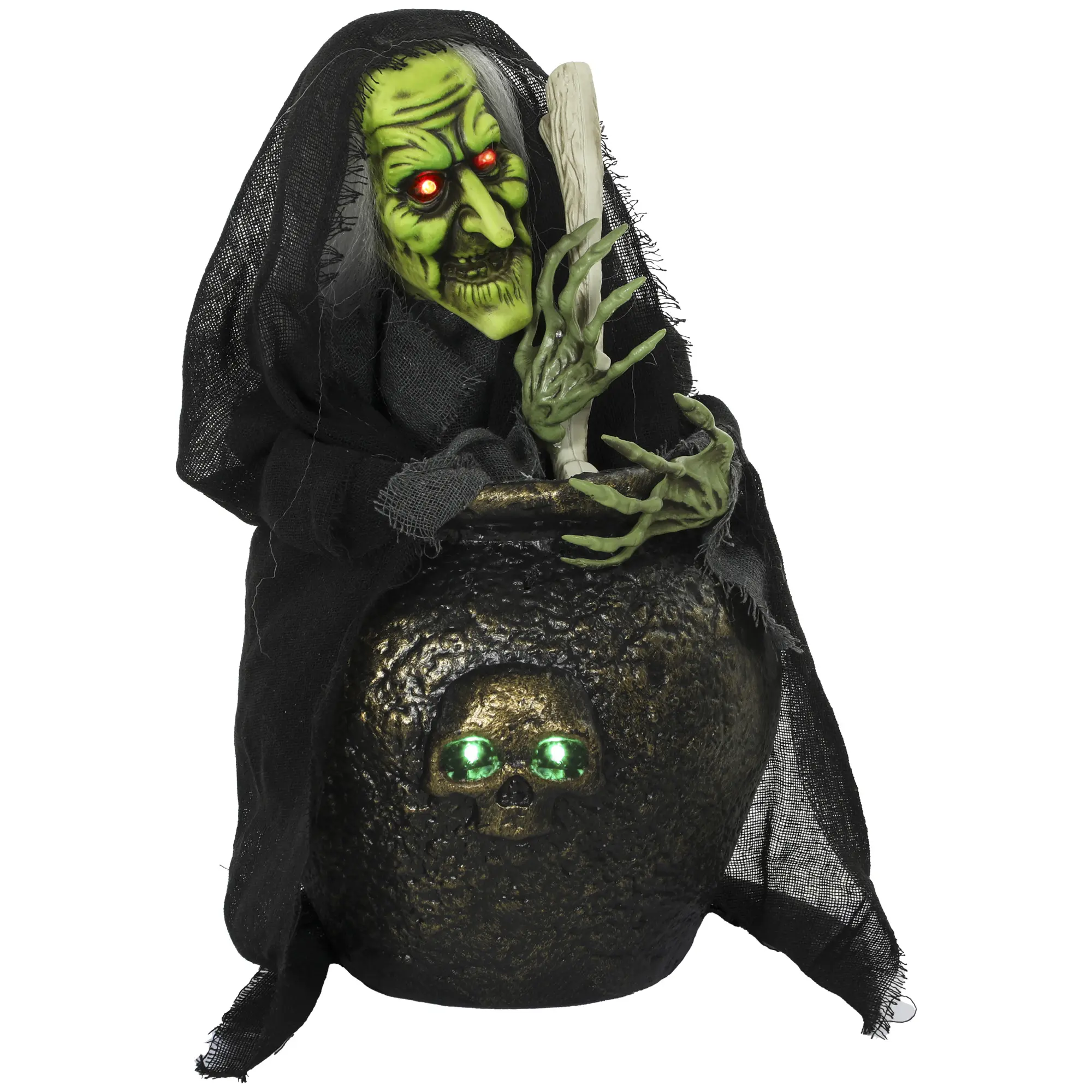 Animated Halloween Tabletop Witch with Laughing Sound, Glowing Eyes and Sound/Touch Activation
