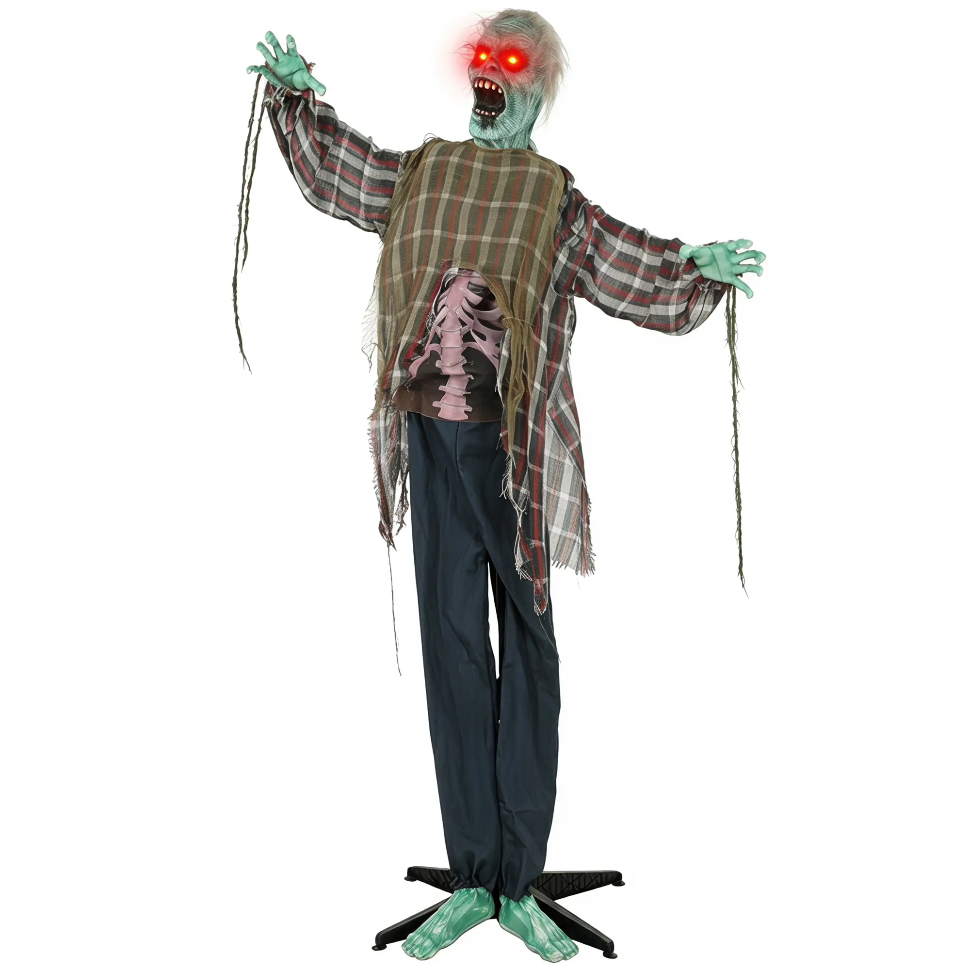 Animated Life-Size Halloween Zombie, 170 cm, Sound- and Touch-Activated, Spooky Decoration