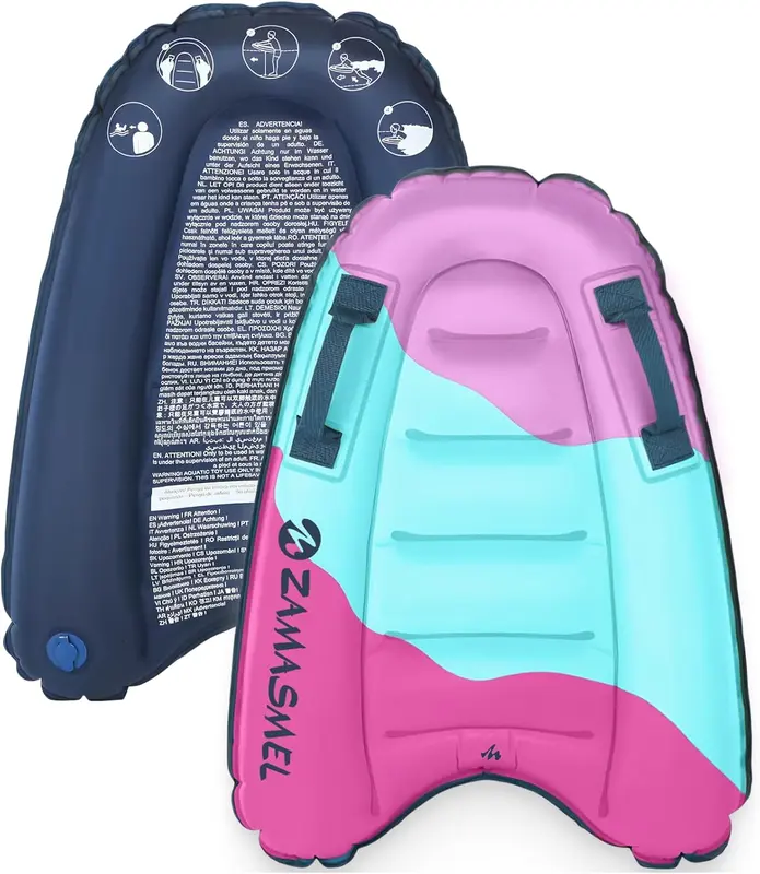 Premium Kids Inflatable Boogie Board – Lightweight Floating Bodyboard for Beach & Pool, Durable Nylon Surfboard for Wave Riding and Summer Fun