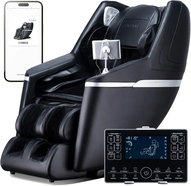Full-Body Massage Chair — 3D Zero-Gravity Shiatsu SL-Track Heated Recliner for Office, Home & Family (Black)