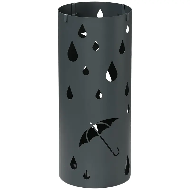 Umbrella Stand Umbrella Holder with 4 Hooks and Removable Drip Tray Umbrella Holder for Walking Sticks & Umbrellas Steel ?17 x 41 cm Dark Gray