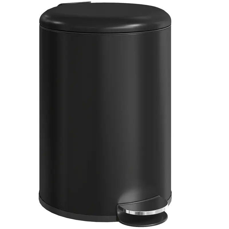 HOMCOM 20 L fingerabdruckresistenter Mülleimer aus Metall mit Soft-Close- Deckel, Fußpedal & herausnehmbarem Inneneimer — Schwarz