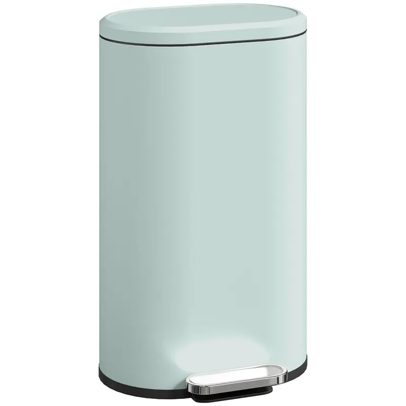 30 L Step Trash Can with Soft-Close Lid, Stay-Open Function, Removable Inner Bucket, Green (36.5 x 31 x 61 cm / 14.4 x 12.2 x 24.0 in)