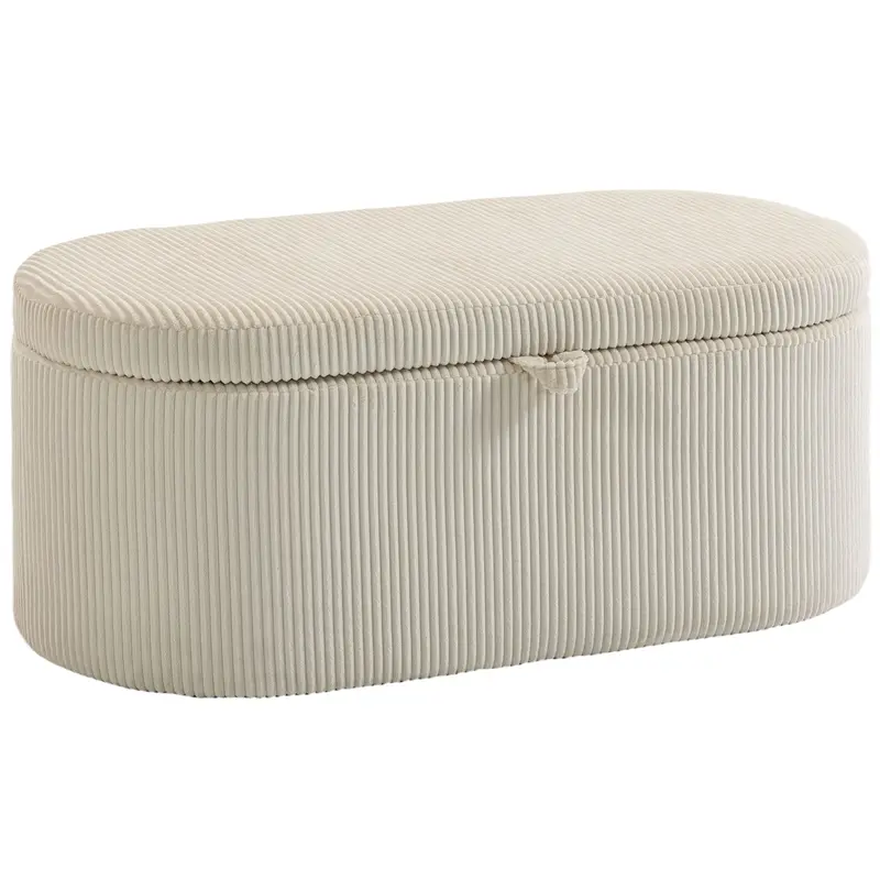 HOMCOM Polster-Stauraumbank mit Cordstreifen – 105 x 51 x 49 cm, Versteckter Stauraum, Tragkraft 200 kg