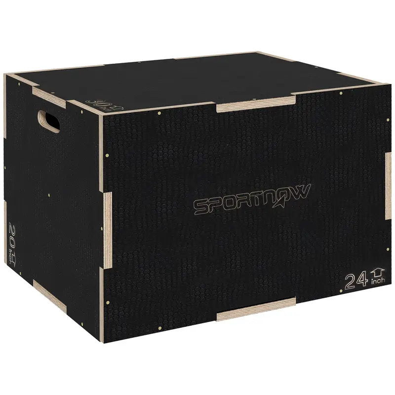 SPORTNOW Plyometric Jump Box Plyo Box with 3 Different Heights Strength Training at Home Office Gym CrossFit Load 120 kg 61x51x41 cm Black
