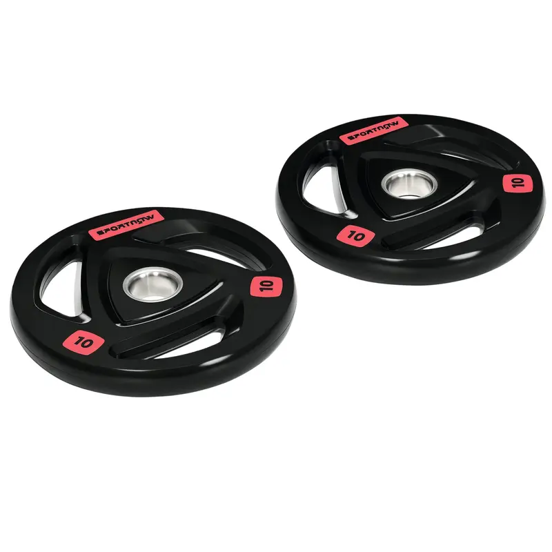 SPORTNOW Set of 2 Cast Iron Weight Plates ?32x4.5 cm 10 kg Rubber Coated Weight Plates with 5 cm Hole for Barbell or Dumbbells Fitness in Home Gym Black
