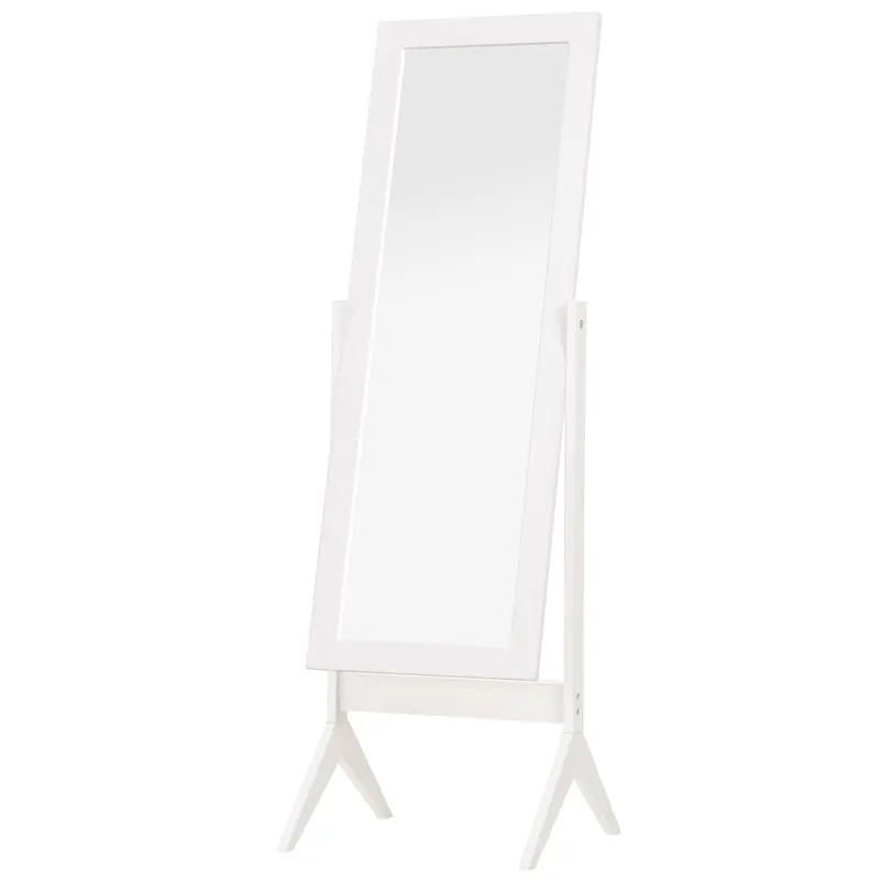 Full Length Mirror Makeup Mirror Easy to Clean MDF White 47cm x 46cm x 148cm