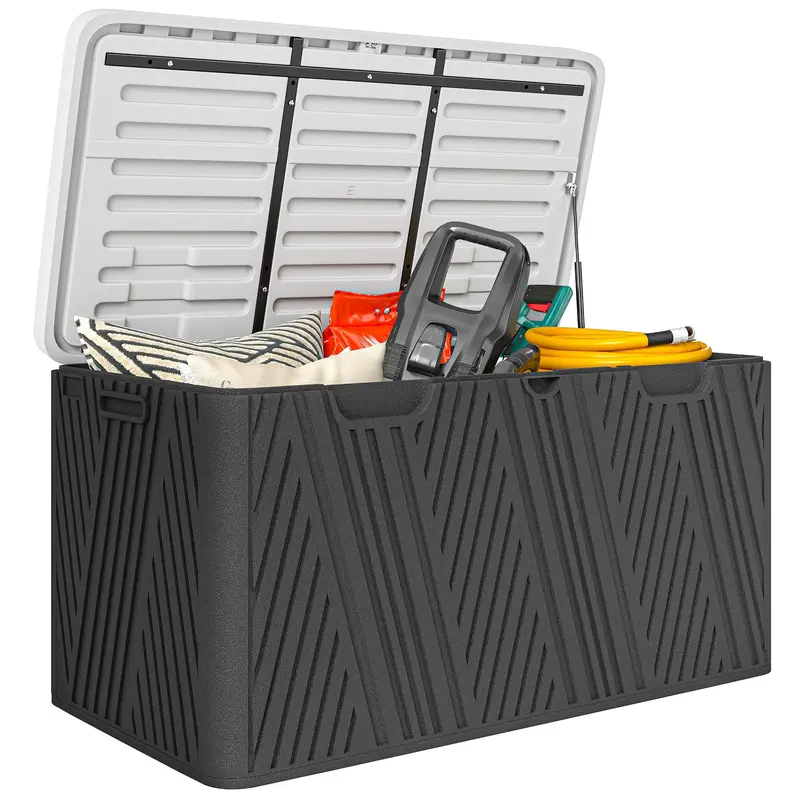 Outsunny 380L Aufbewahrungsbank aus HDPE in Schwarz und Grau