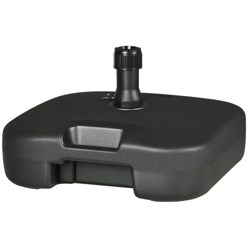 Umbrella Stand Base Fillable with Sand Water Rounded Corners HDPE Plastic Black 46 x 45 x 26 cm up to 30 kg Net Weight 1.6Kg