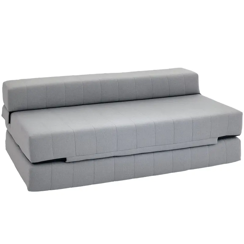 HOMCOM 2-in-1 Klapp-Sofa mit Leinenoptik, Schlafsofa für 2 Personen, gepolstertes Sofa-Bett bis 250 kg Tragfähigkeit für Wohnzimmer, Schlafzimmer, Gra