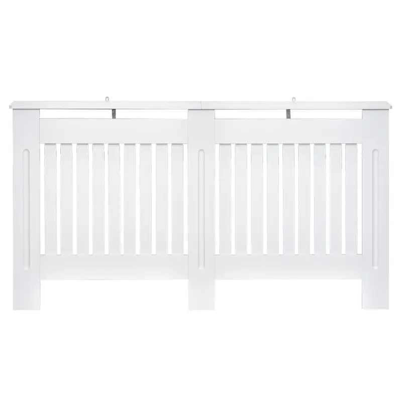 MDF Radiator Cover with Slats, Radiator Cover for Home and Office, 152x19x81 cm, White