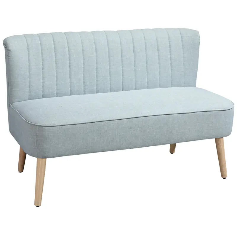 2-Seater Sofa Loveseat, Small Linen-Look Upholstered Couch for Living Room, Bedroom, Compact Spaces, Light Green (46.1" x 22.2" x 30.3")