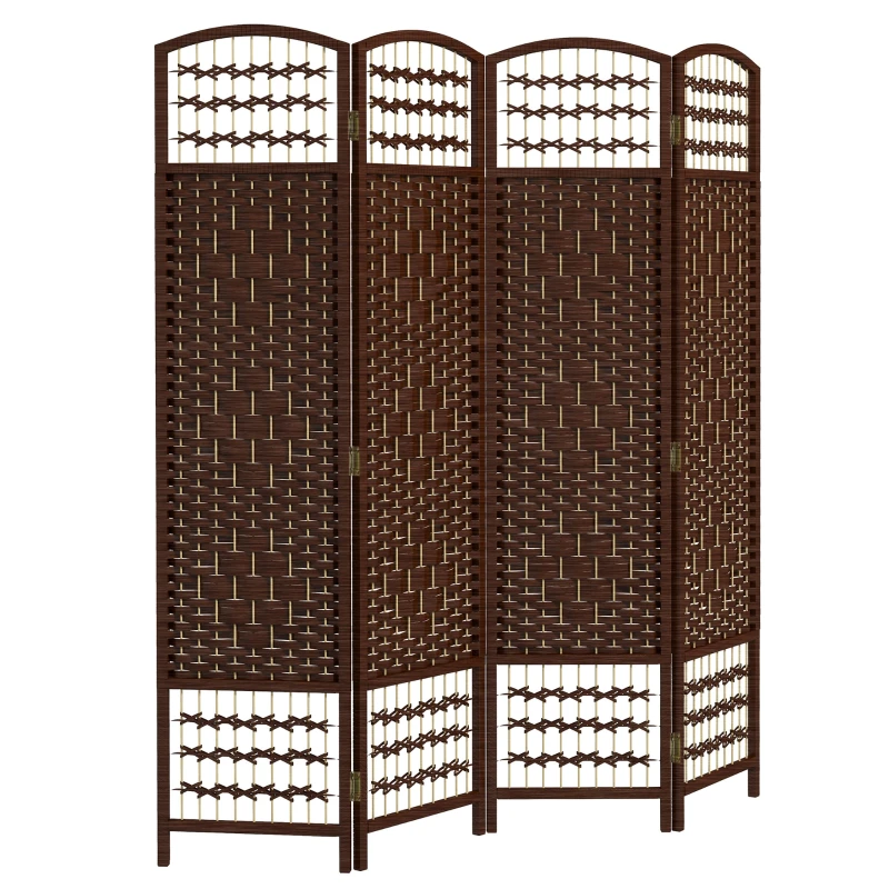 4-Panel Folding Wood Room Divider, 63 x 67 in, Brown