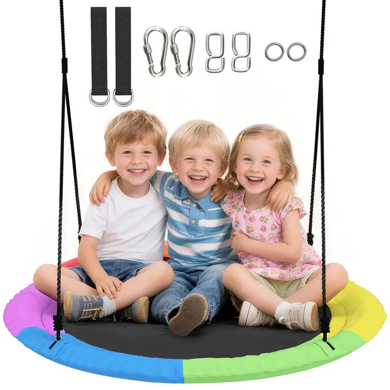 39.4" Adjustable Nest Swing ?100 cm — Heavy-Duty Hanging Swing for Kids & Adults, Up to 661 lb, Indoor/Outdoor, Multicolor
