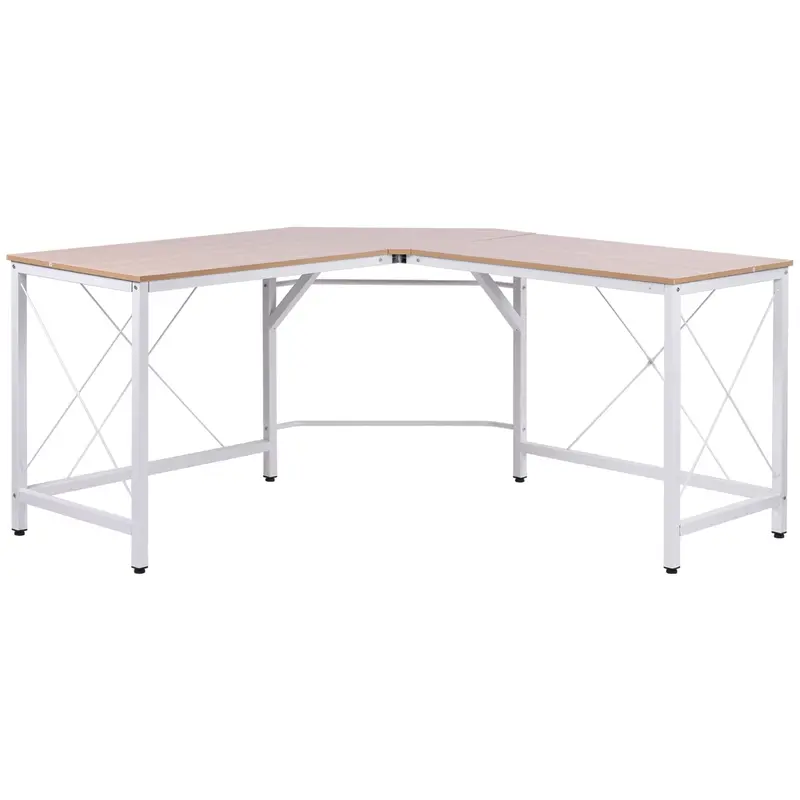 Computer Desk Office Desk L-Shape Workstation Writing Desk Corner Desk Angle Desk MDF Natural 150 x 150 x 76 cm