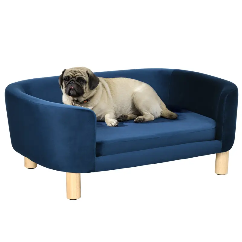 Lit pour Chien PawHut, Canapé pour Petits Chats ou Chiens Jusqu'à 10 kg, Bleu Marine