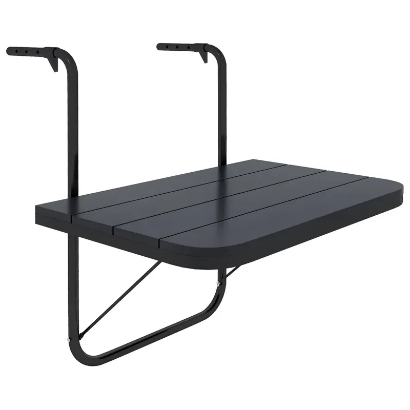 Outsunny Balkontisch zum Einhängen, Balkonhängetisch klappbar, 4-fach höhenverstellbarer Klapptisch, Hängetisch bis 25 kg belastbar, für Garten, Alu