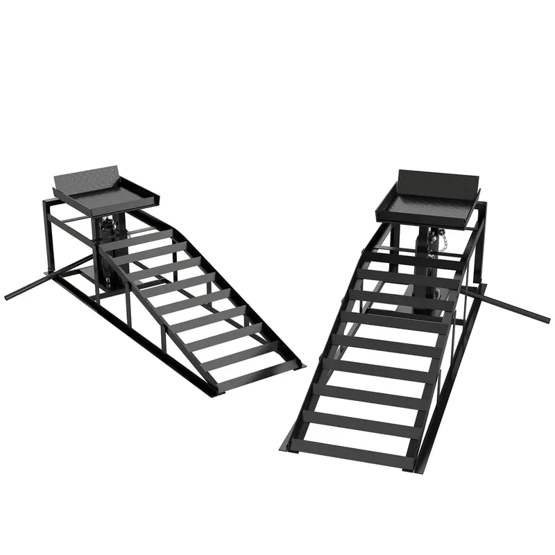 HOMCOM Lot de 2 rampes hydrauliques pour voiture, capacité 3 tonnes, hauteur réglable 23–32,5 cm, pour pneus jusqu'à 23 cm, rampes de levage pour vidange — garage & atelier, noir