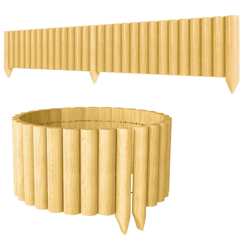 Bordure de jardin en sapin Outsunny, 176 x 38 cm — décorative, résistante et facile à installer pour potager, terrasse et pelouse