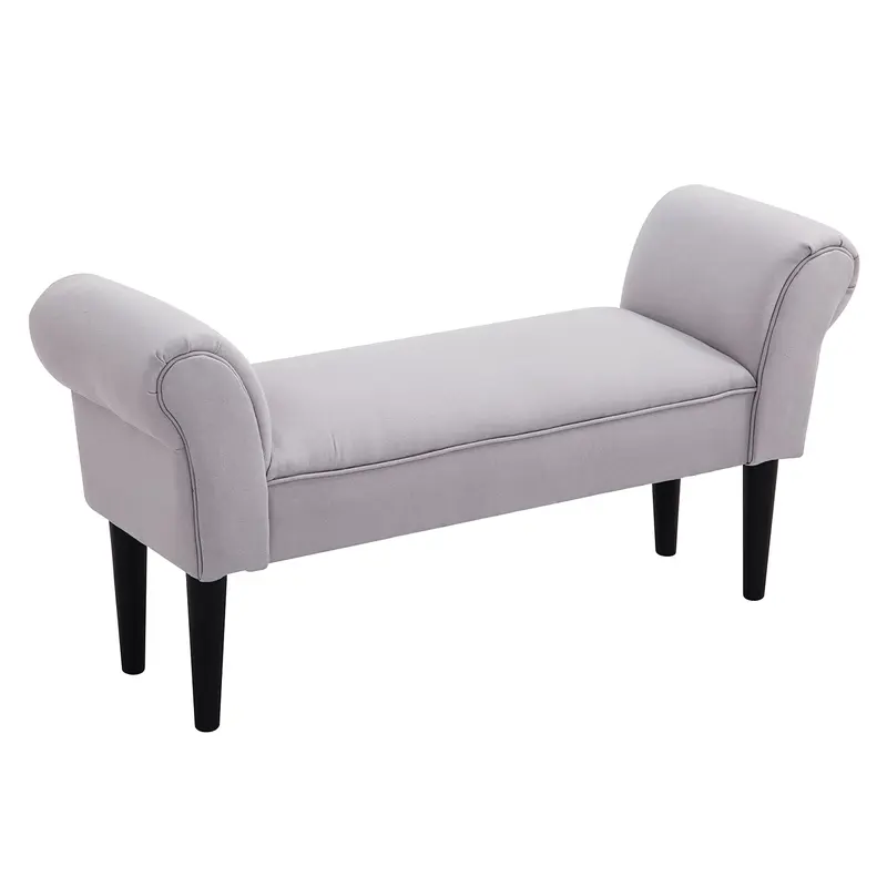 Bed Bench, Upholstered Bench, Seating Bench, Hallway Bench for Bedroom, up to 130 kg Load Capacity, Canvas Fabric, Grey, 102 x 36 x 51 cm