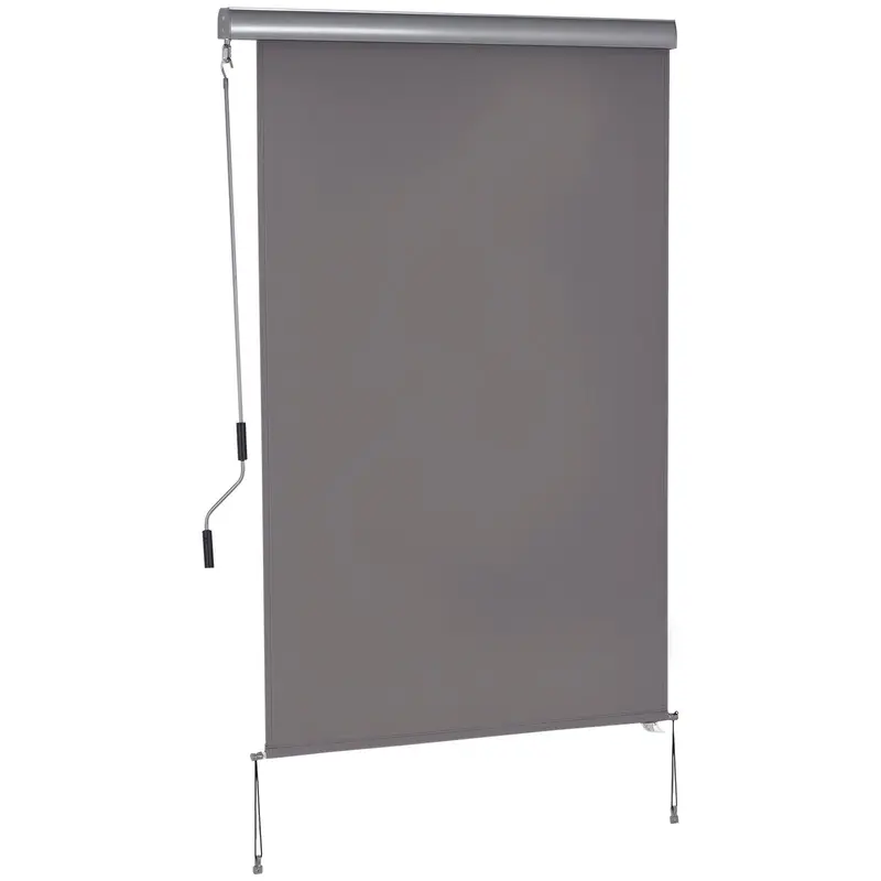 Auvent Vertical Outsunny pour Balcon - Pare-soleil Vertical avec Manivelle en Tissu Polyester + Aluminium Grise 200 x 120 cm