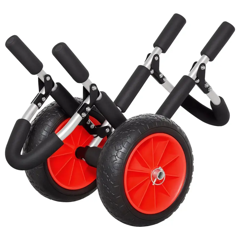 Foldable Surf Cart up to 45 kg Aluminum Transport Trolley Kayak Cart Foldable Padded Faux Leather Tires Boat Cart Surf Cart Boat Trailer Trolley for Surfboard Board Inflatable Boat