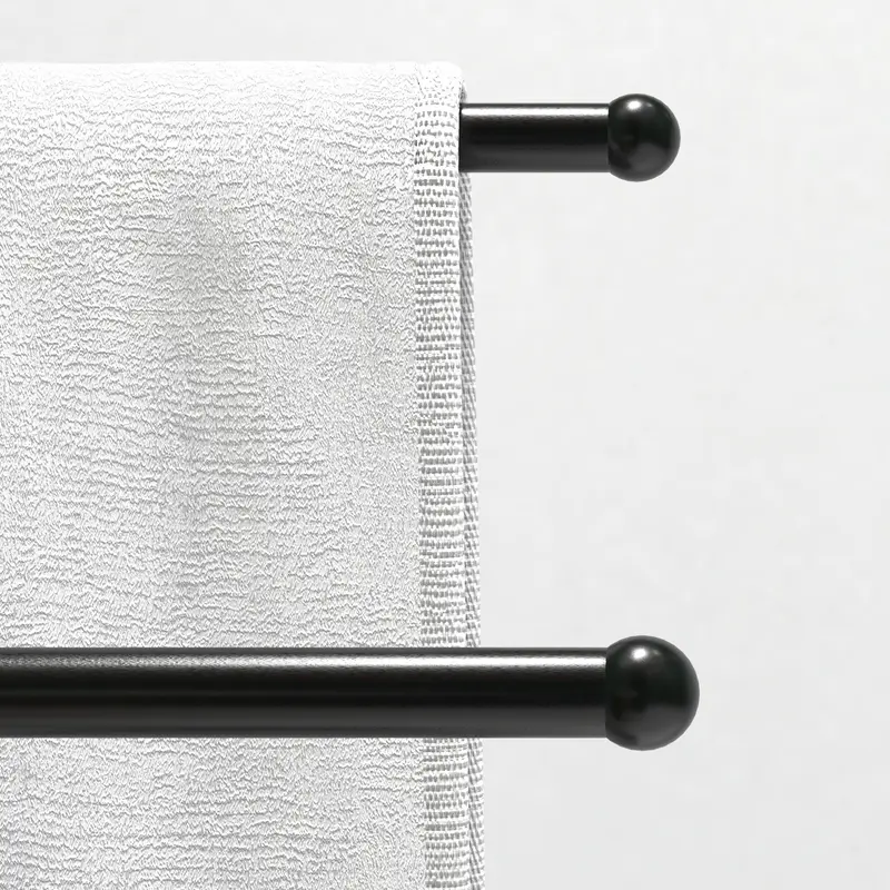 Freestanding Towel Rack 2-Tier Metal Towel Holder for Bathroom, 50W x 18.5D x 85H cm, Black