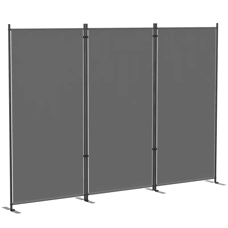 3-Panel Folding Screen, 260 x 180 cm (102.4 x 70.9 in), Room Divider with Metal Frame, UPF 30+, Indoor/Outdoor for Garden, Patio, Terrace, Dark Gray