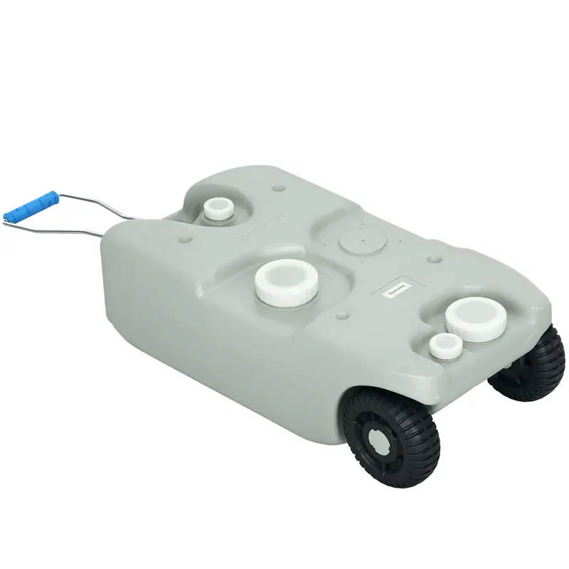Outsunny Réservoir Mobile de 40 L pour Eaux Usées avec Poignée, Casiers à Eau pour Camping avec Robinet, Conteneur Portable Multi-Usage, HDPE, Gris