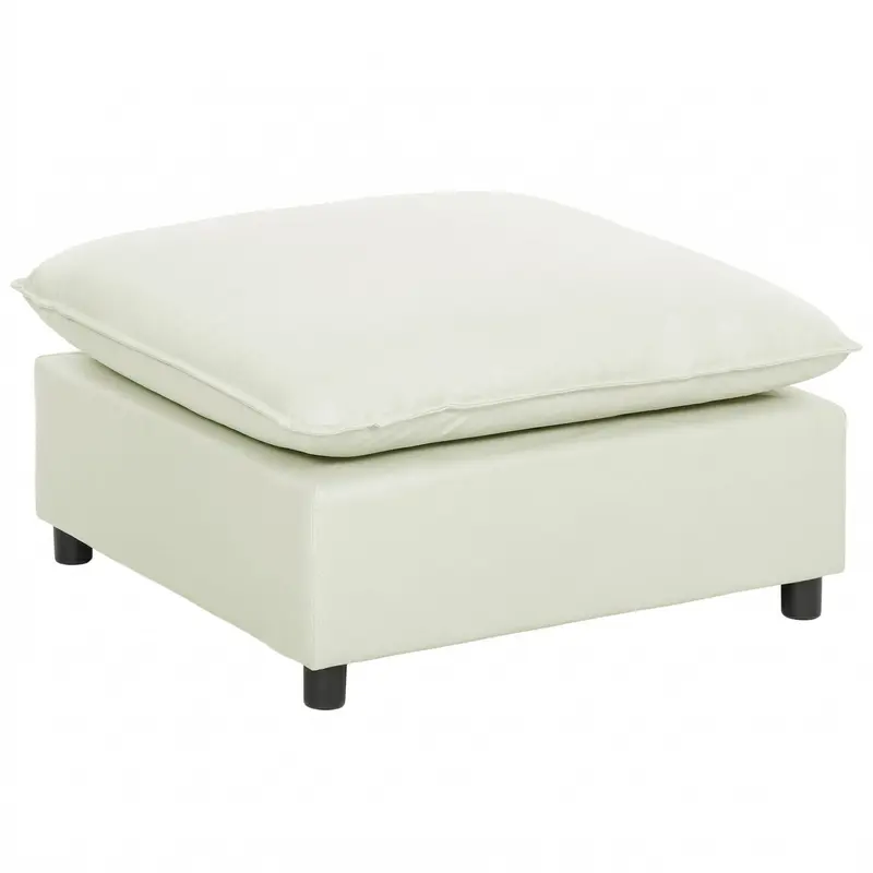 Modular Footstool with Soft Cushion — Square Linen-Effect Ottoman Pouf for Bedroom & Living Room, Cream White