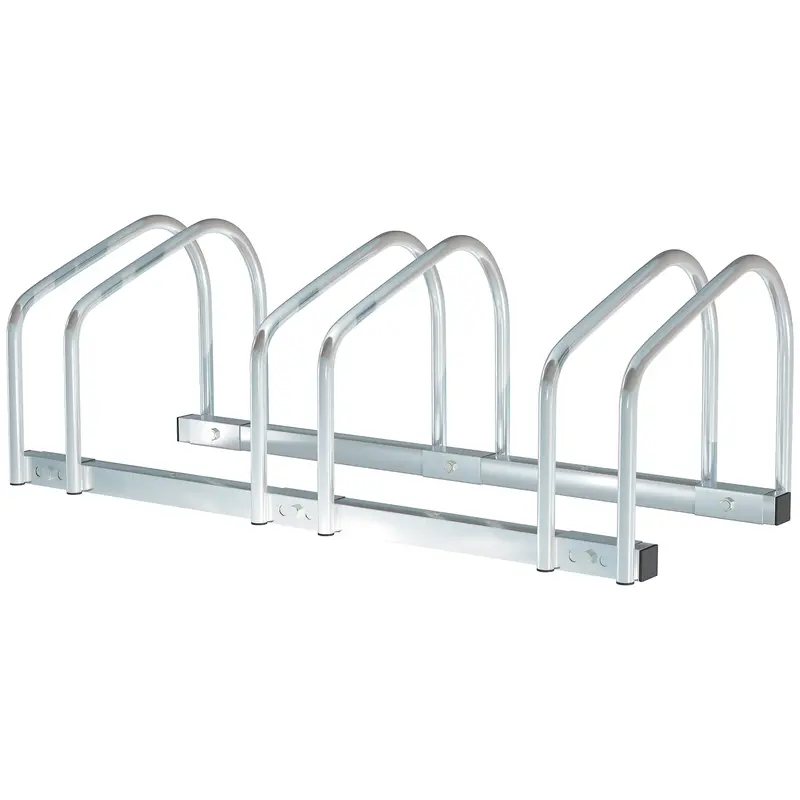 HOMCOM Support de Stationnement pour Vélo en Acier - Support pour Garer des Vélos au Sol ou au Mur, Intérieur et Extérieur 76x33x27 cm Argent