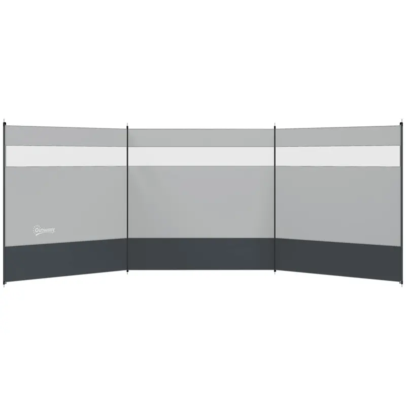 Foldable Windbreak Camping Privacy Screen with Light Window Heringen Ropes Windshield Fence Beach Windshield Beach Protection for Camping Garden, Beach, Patio 440 x 140 cm Gray