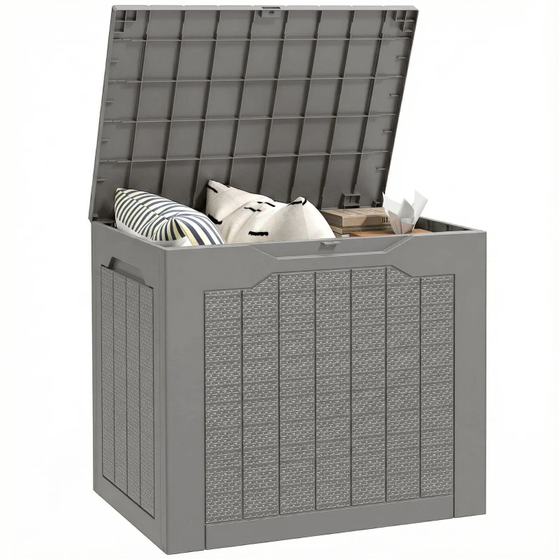 93L Weatherproof Outdoor Storage Chest in PP with Integrated Handles & Padlock Loop — Garden/Patio/Pool Storage, Khaki