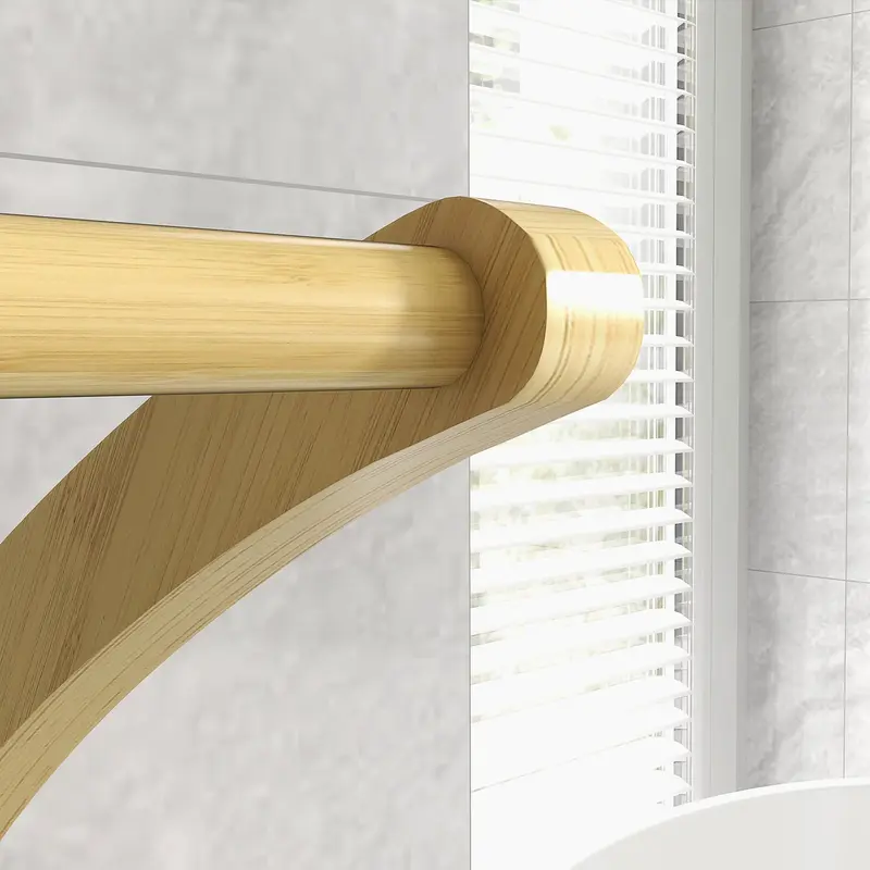 Bamboo Towel Rack with 3 Bars and Storage Shelf, Free-standing Towel Rack for Bathroom and Laundry Room, Natural Finish