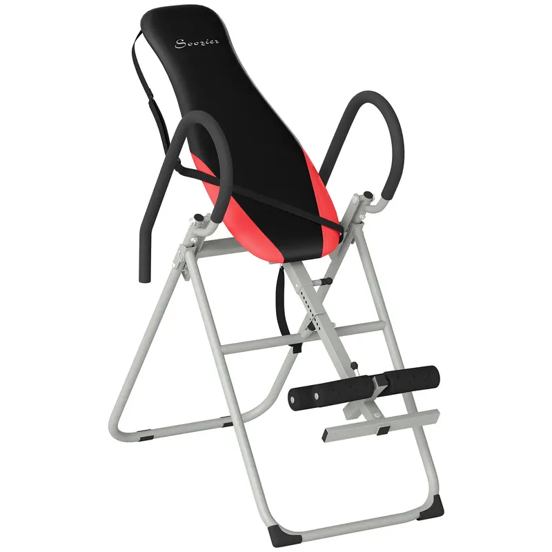 SPORTNOW Foldable Steel Inversion Table, 0–90° Adjustable, Adjustable Ankle Lock, Safety Strap, Non-Slip Feet, 265 lb (120 kg) Capacity