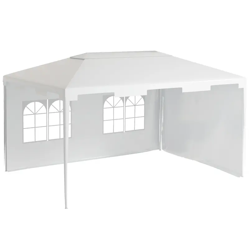 Tonnelle de Jardin Outsunny 4x3 m Pergola Détachable Extérieure avec 2 Panneaux Latéraux, 2 Fenêtres et Cadre en Acier Étanche Anti-UV pour Terrasse Patio Blanc