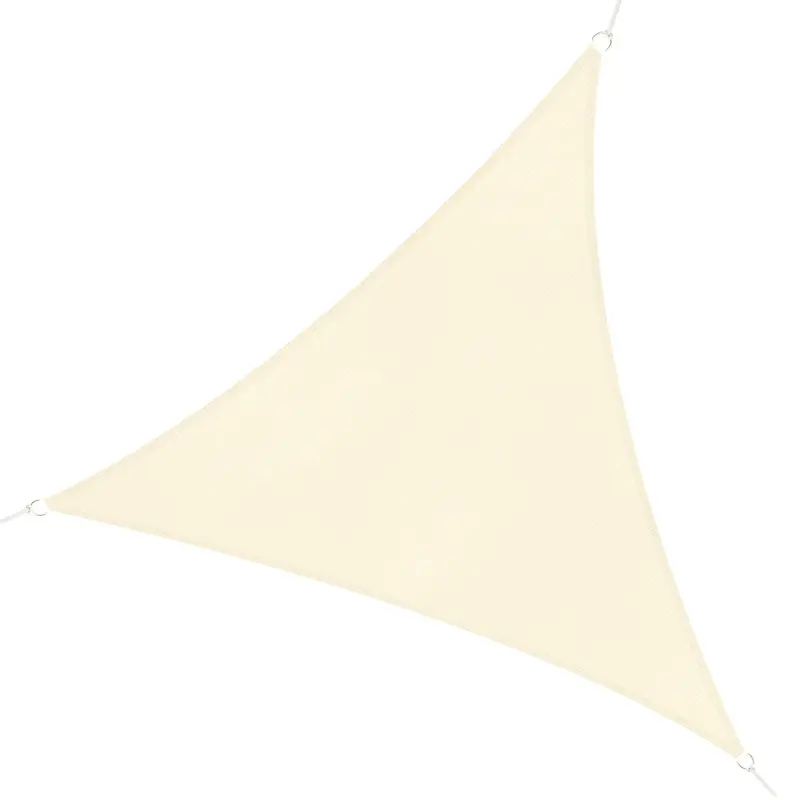 Large Triangular Shade Sail 3 x 3 x 3 m High Density Polyethylene UV Resistant Cream Color
