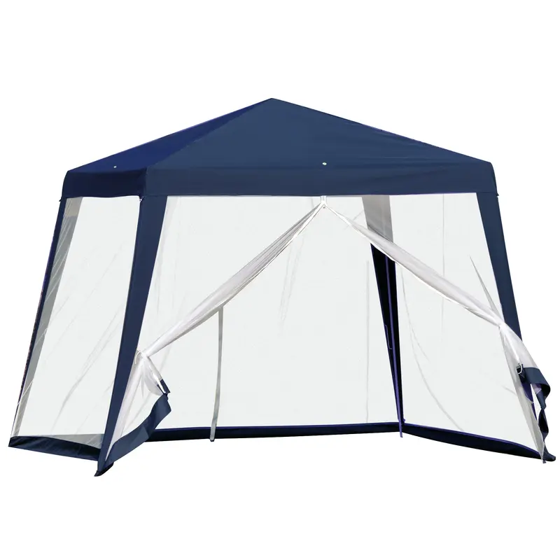 Garden Pavilion Gazebo Party Tent Weatherproof Tent with Mosquito Net Metal + Polyester Blue 3 x 3 m