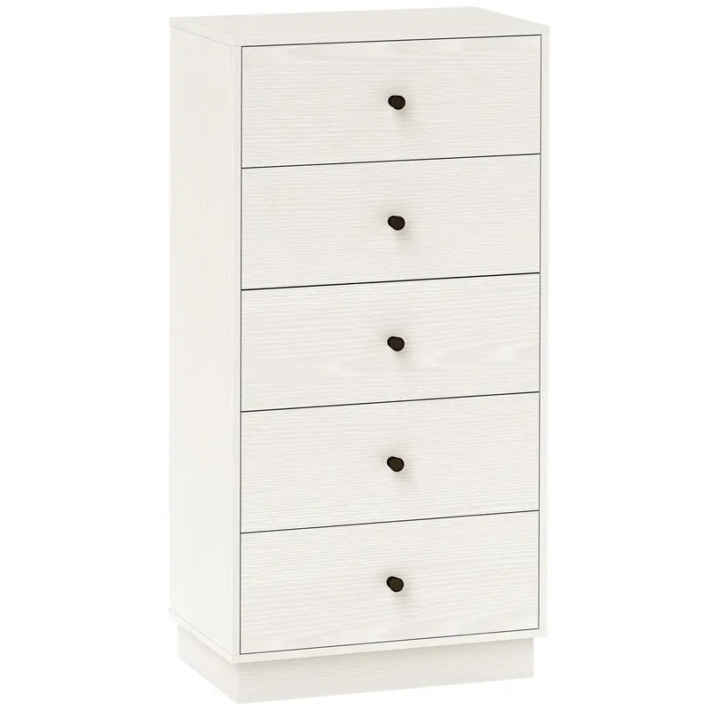 HOMCOM 5-Schubladen Kommode Slim Schlafzimmerkommode mit Kipp-Schutz Hohe Schubladenkommode für Wohnzimmer Flur 47x29x95 cm