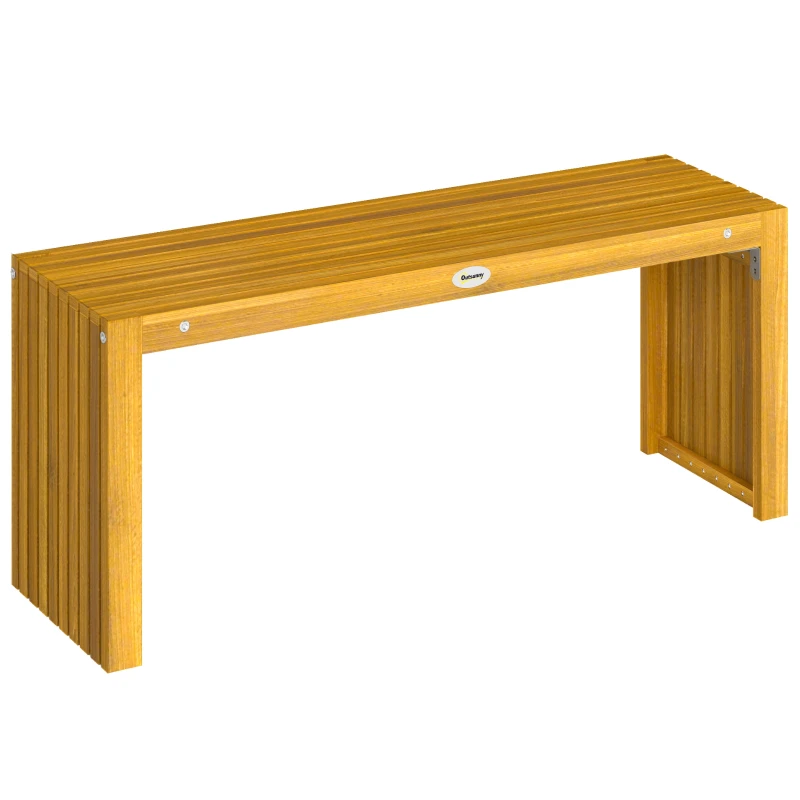 Acacia Wood Garden Bench, 43.3 in (110 cm) — Rustic 2-Seater Slatted Seat, 529 lb (240 kg) Capacity, for Patio, Porch, Park, Balcony, Natural
