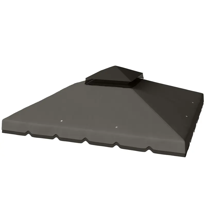 Double-Layer Replacement Canopy for 3 x 3 m (9.8 ft) Gazebo – 180 g/m2 Polyester, Waterproof, UPF 30+, 8 Drainage Grommets, Gray