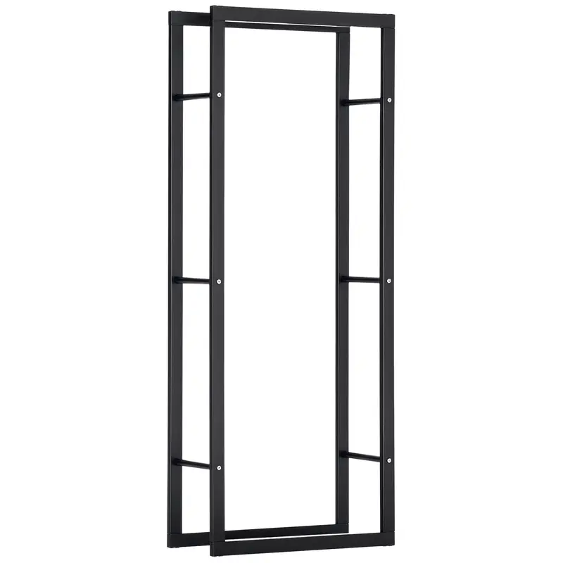Firewood Rack Metal 60 x 25 x 150 cm Log Rack Stack Aid Steel Frame up to 100kg Fireplace Stand Outdoor Wood Rack Firewood Rack for Garden Terrace Outside Black