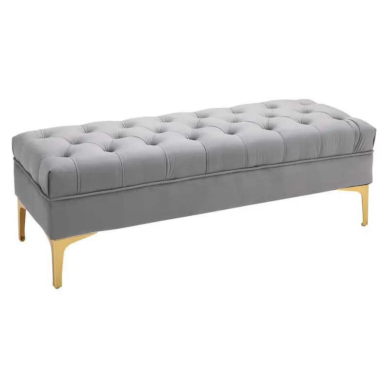 Bench, Bed Bench, Shoe Bench with Raised Legs, Bedroom, Velvet Light Grey 118 x 45 x 42 cm