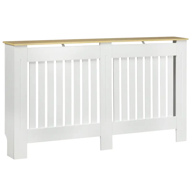 Radiator Cover 152x19x83 cm MDF Radiator Cabinet with Anti-Tip Device Modern Design for Living Room Bedroom White